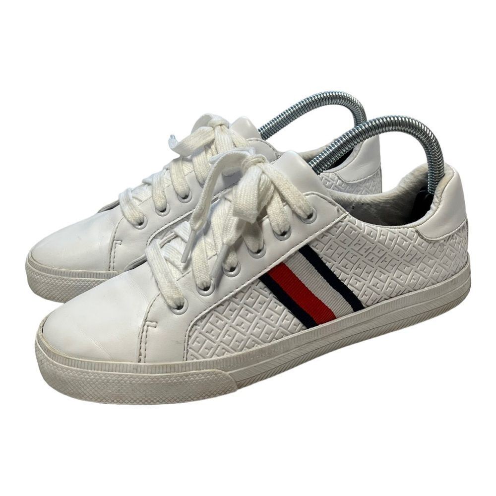 Tommy Hilfiger | Lexx Low Top Embossed Logo Faux‎ Leather White Sneaker 7.5